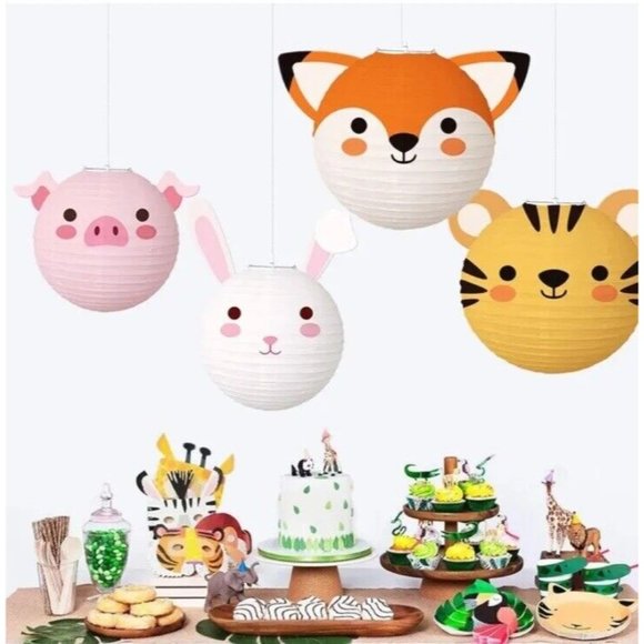 8pc Animal Lantern Jungle Party Kids Safari Decor Paper Kids Hanging Decorations - Picture 3 of 6